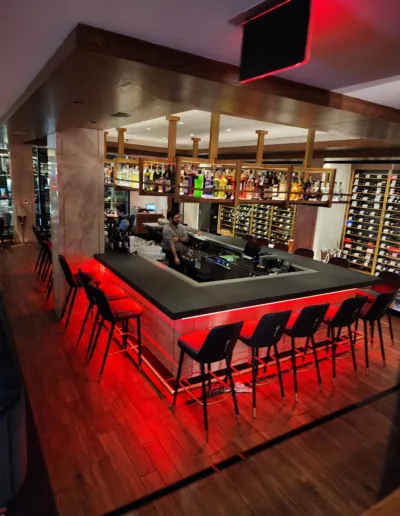 A bar in a restaurant.